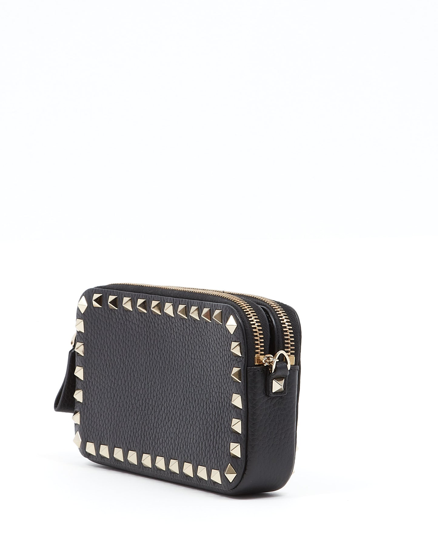 Valentino Black Grained Leather Wallet On Chain