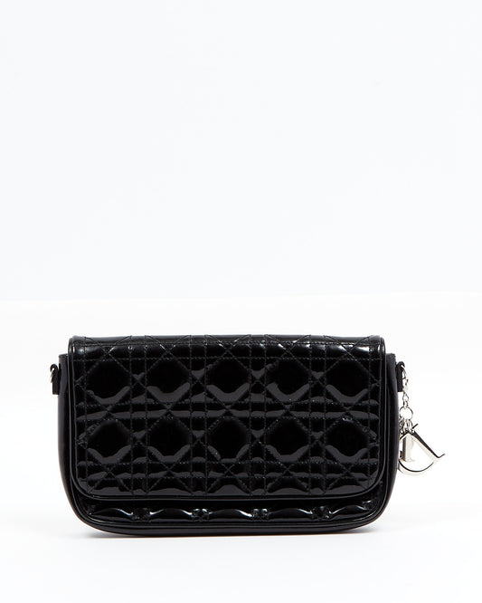 Dior Black Patent Cannage Pouch Chain Crossbody