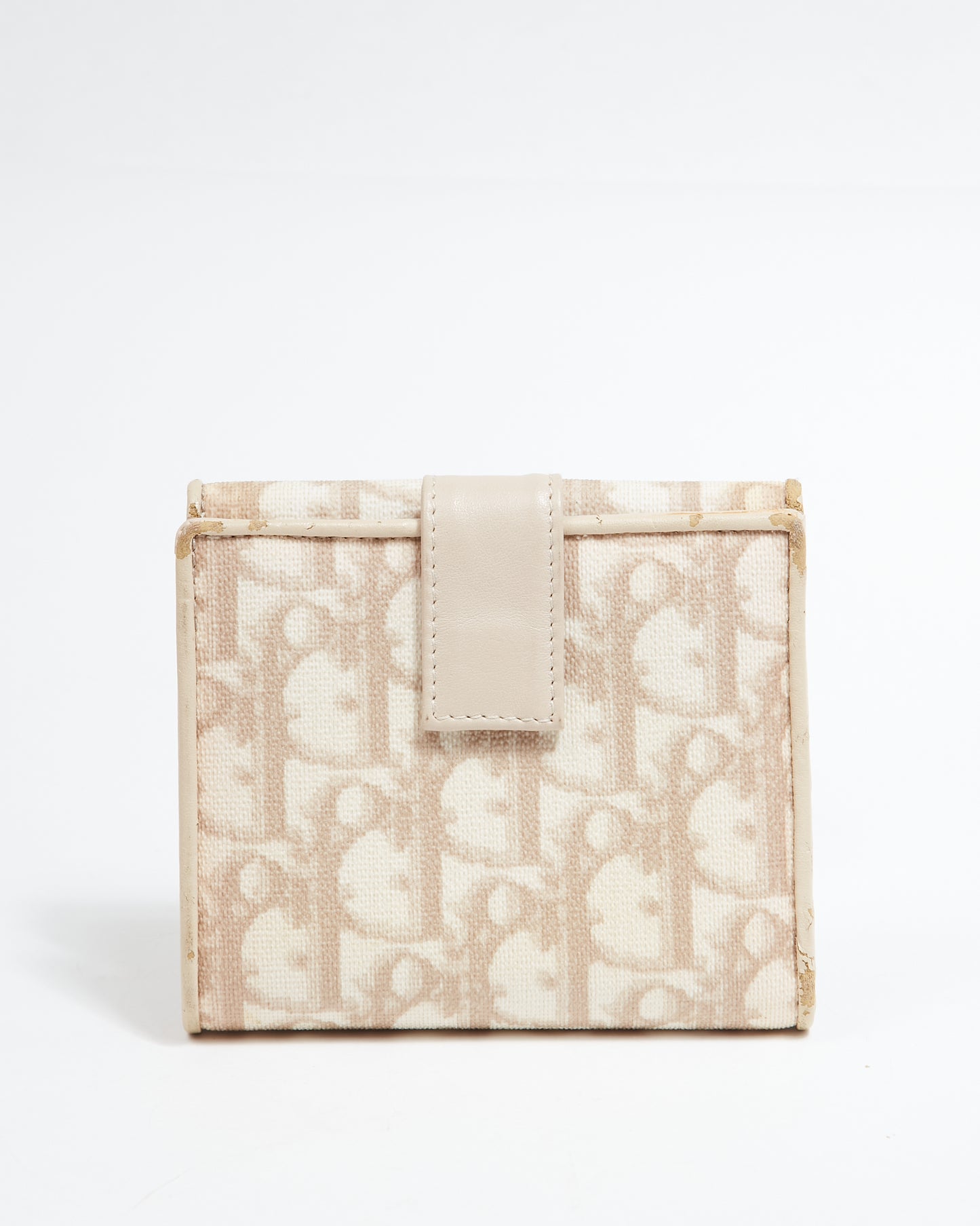 Dior Beige Coated Canvas Romantique Trotter Monogram D Bow Wallet