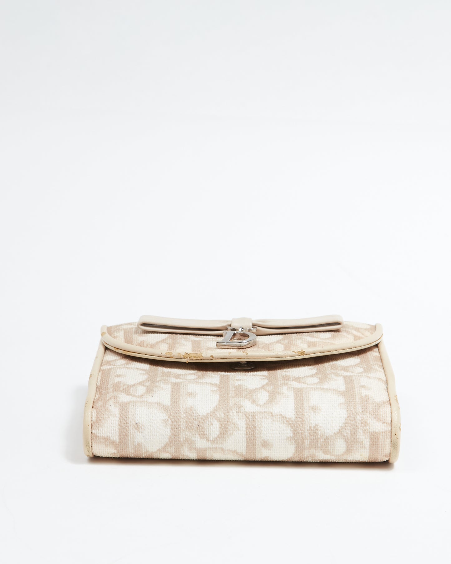 Dior Beige Coated Canvas Romantique Trotter Monogram D Bow Wallet