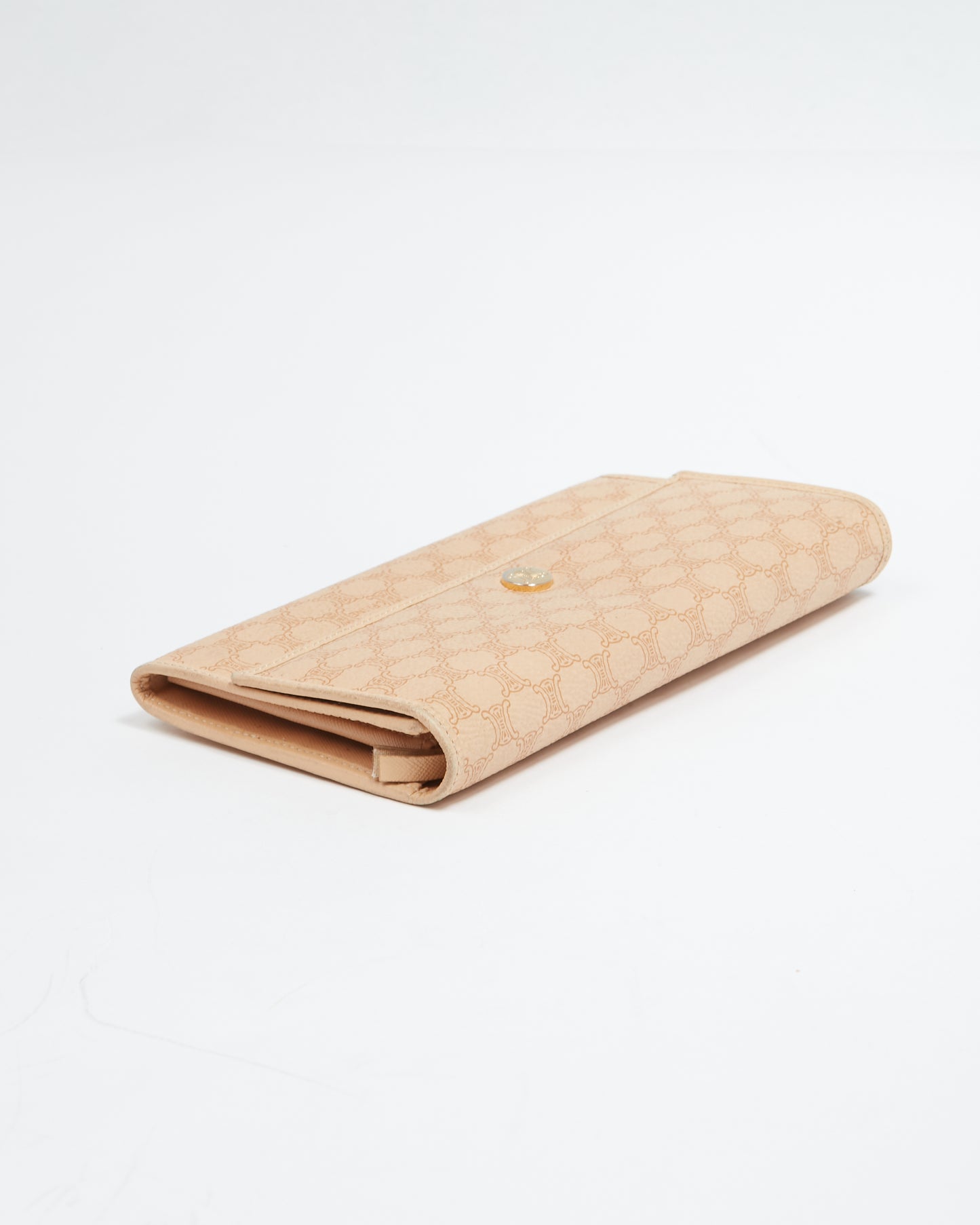 Celine Beige Macadam Coated Canvas Flap Continental Wallet