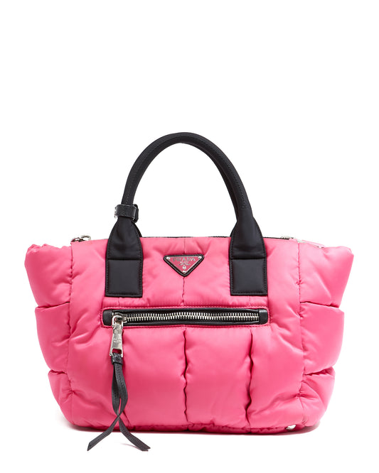 Prada Pink Nylon Tessuto Bomber Satchel