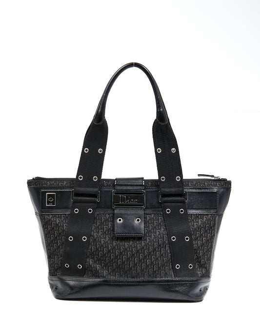 Dior Vintage Black Trotter Street Chic Top Handle Tote Bag