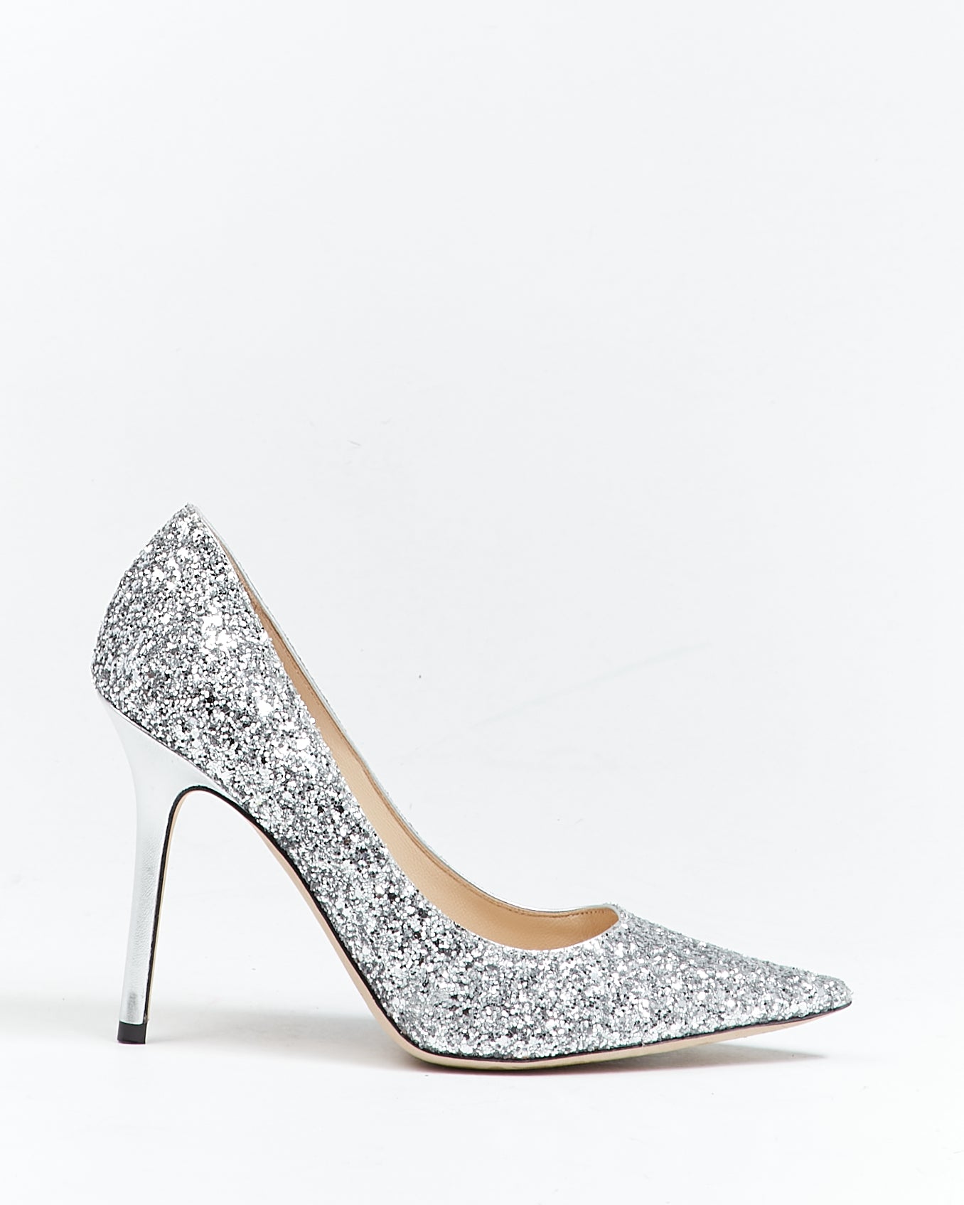 Jimmy Choo Silver Glitter Point Toe Pumps - 36