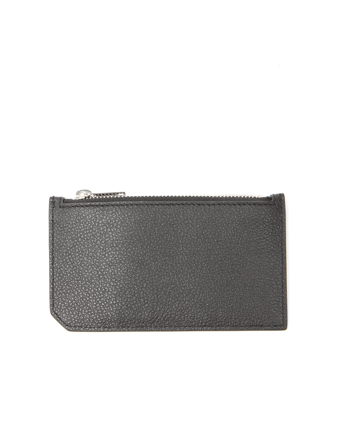 Saint Laurent Black Grained Leather Zip Card Holder