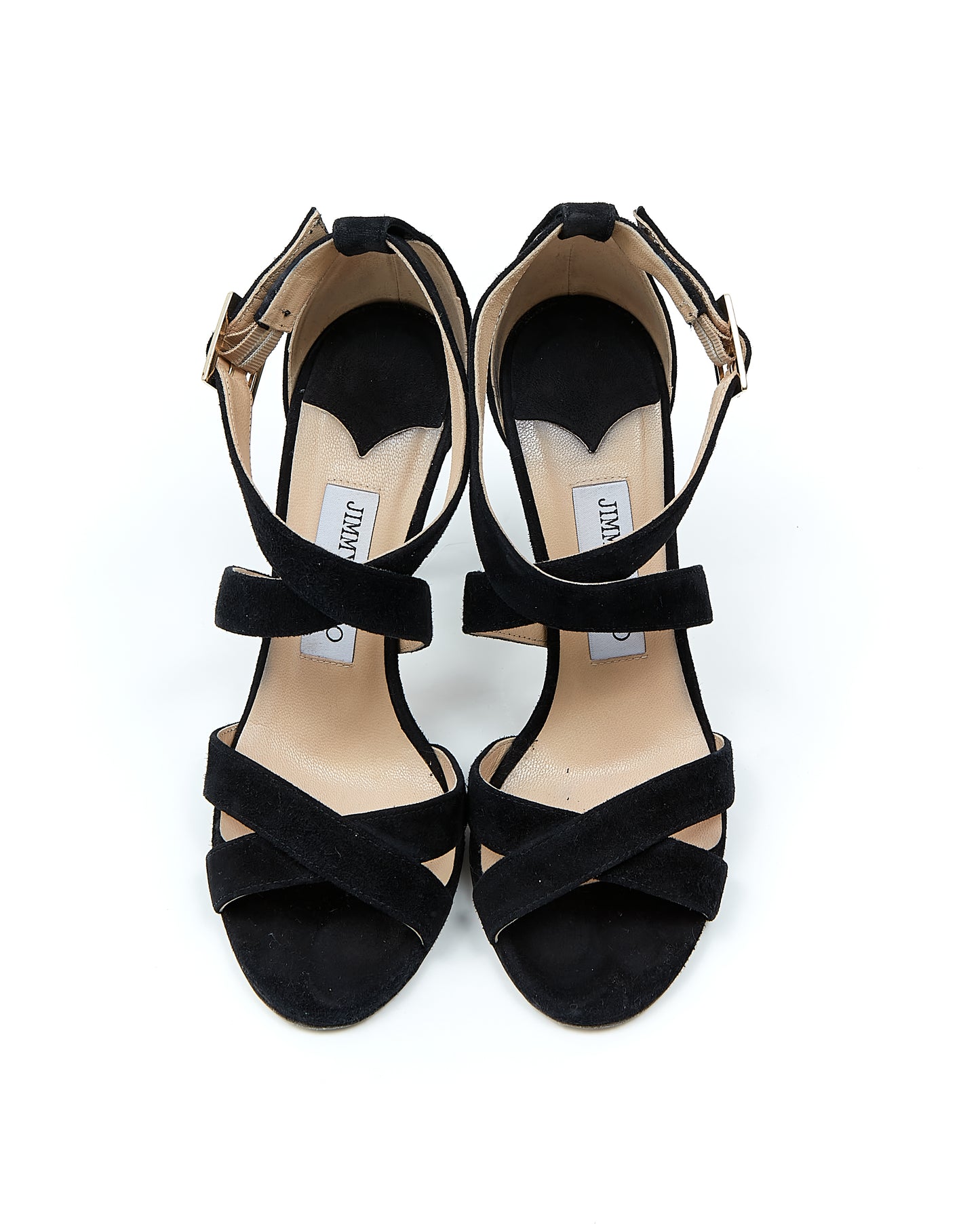 Jimmy Choo Black Suede Strappy Sandal Heels - 38