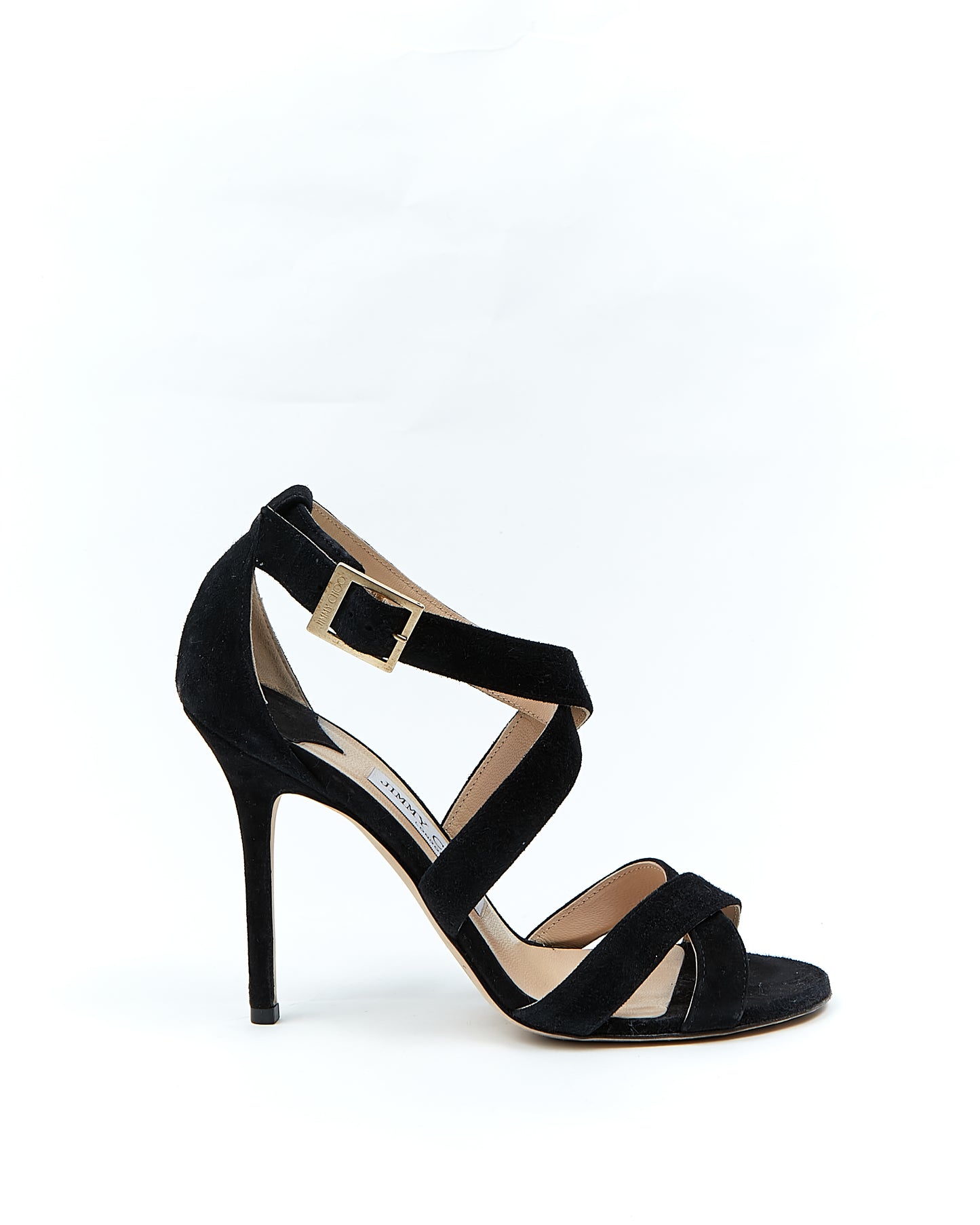 Jimmy Choo Black Suede Strappy Sandal Heels - 38