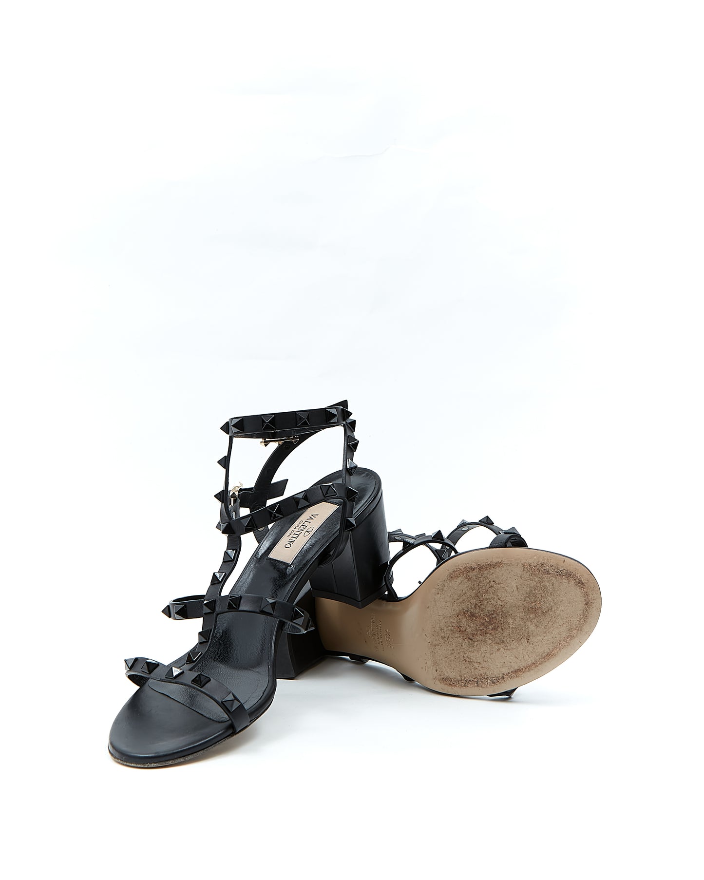 Sandales à talons bas Valentino Black Rockstud All Black - 38,5