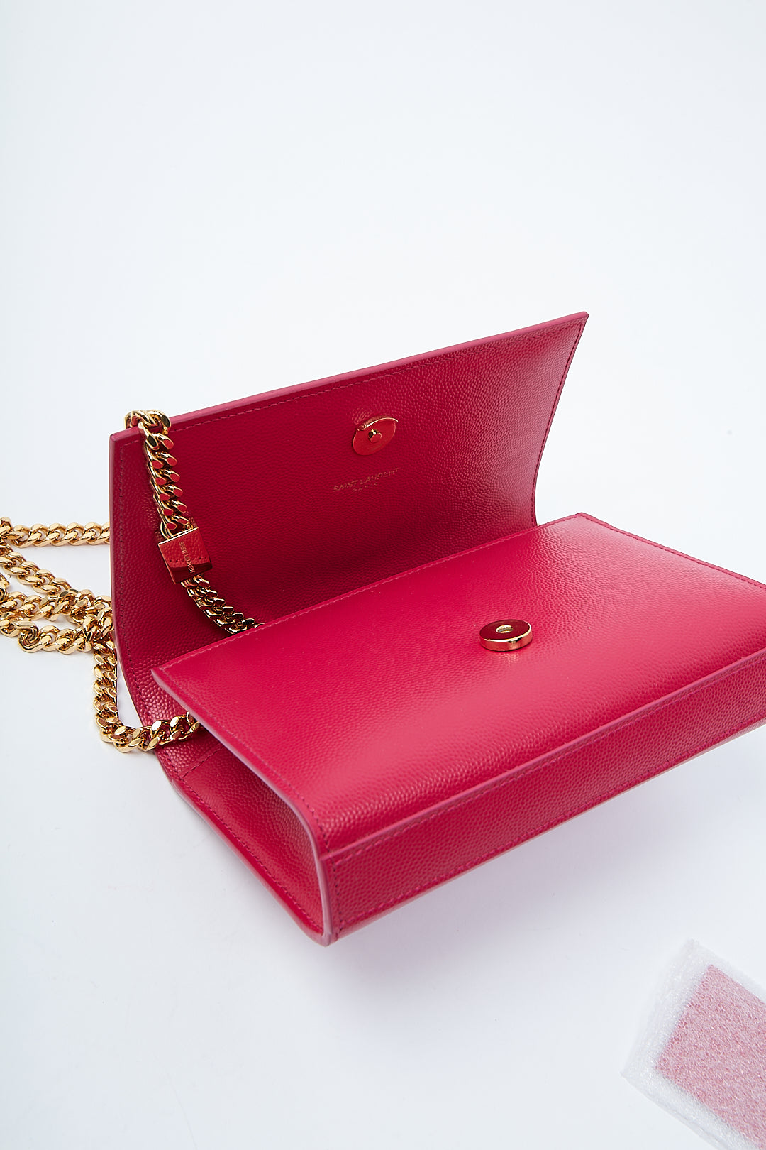 Saint Laurent Fuchsia Leather Small Monogram Kate Chain Bag