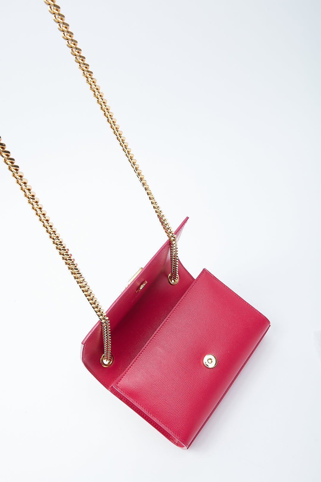 Saint Laurent Fuchsia Leather Small Monogram Kate Chain Bag