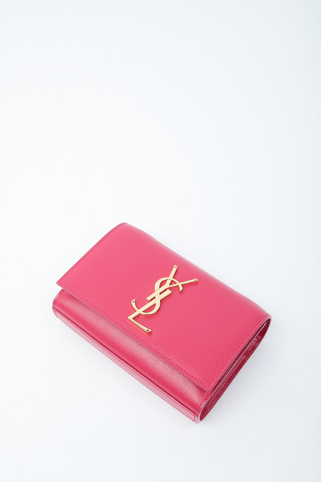 Saint Laurent Fuchsia Leather Small Monogram Kate Chain Bag