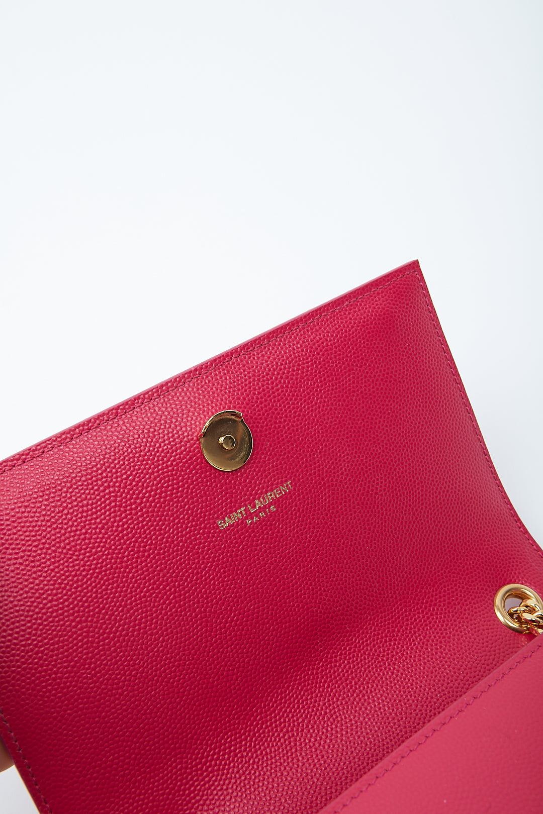 Saint Laurent Fuchsia Leather Small Monogram Kate Chain Bag