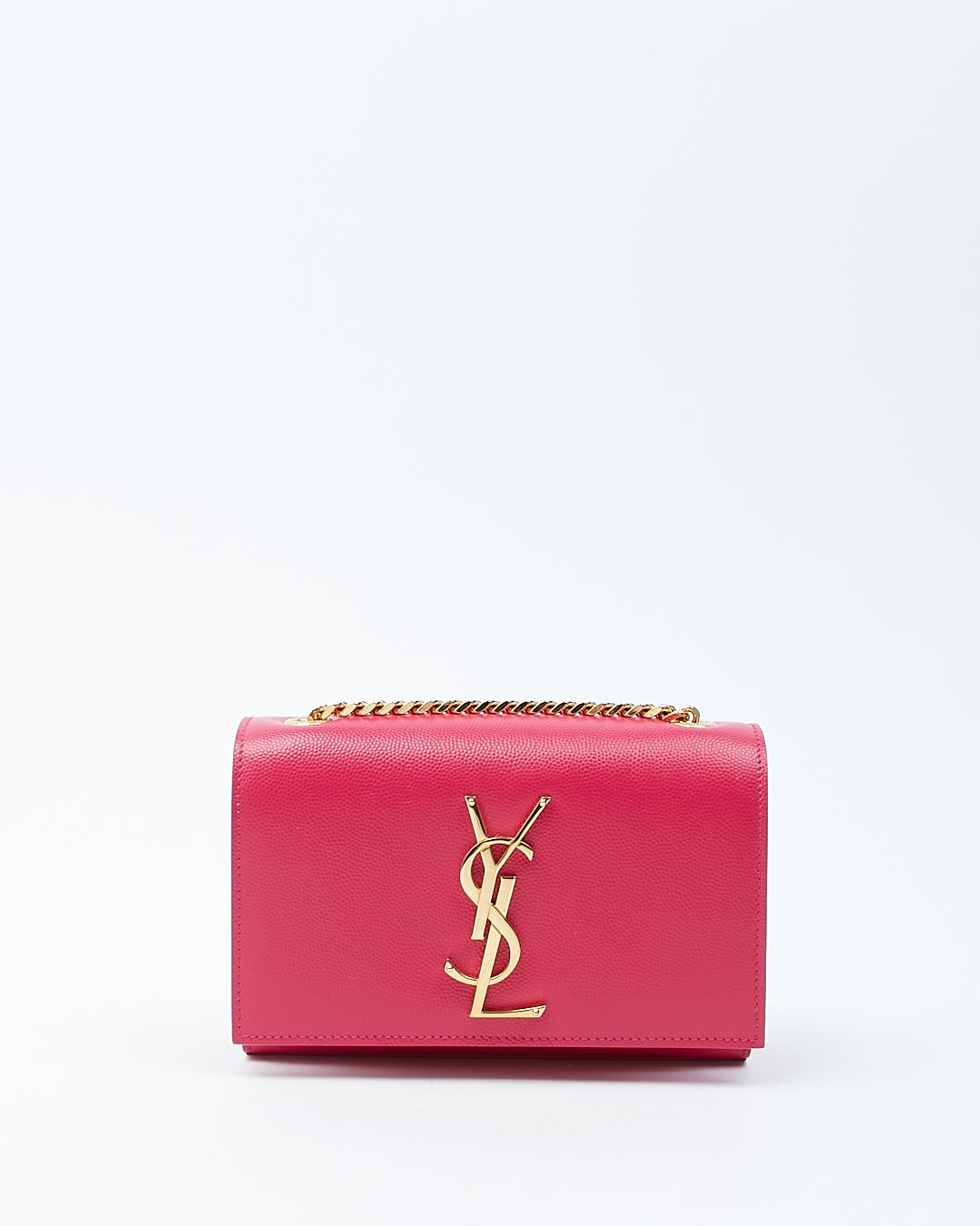 Saint Laurent Fuchsia Leather Small Monogram Kate Chain Bag