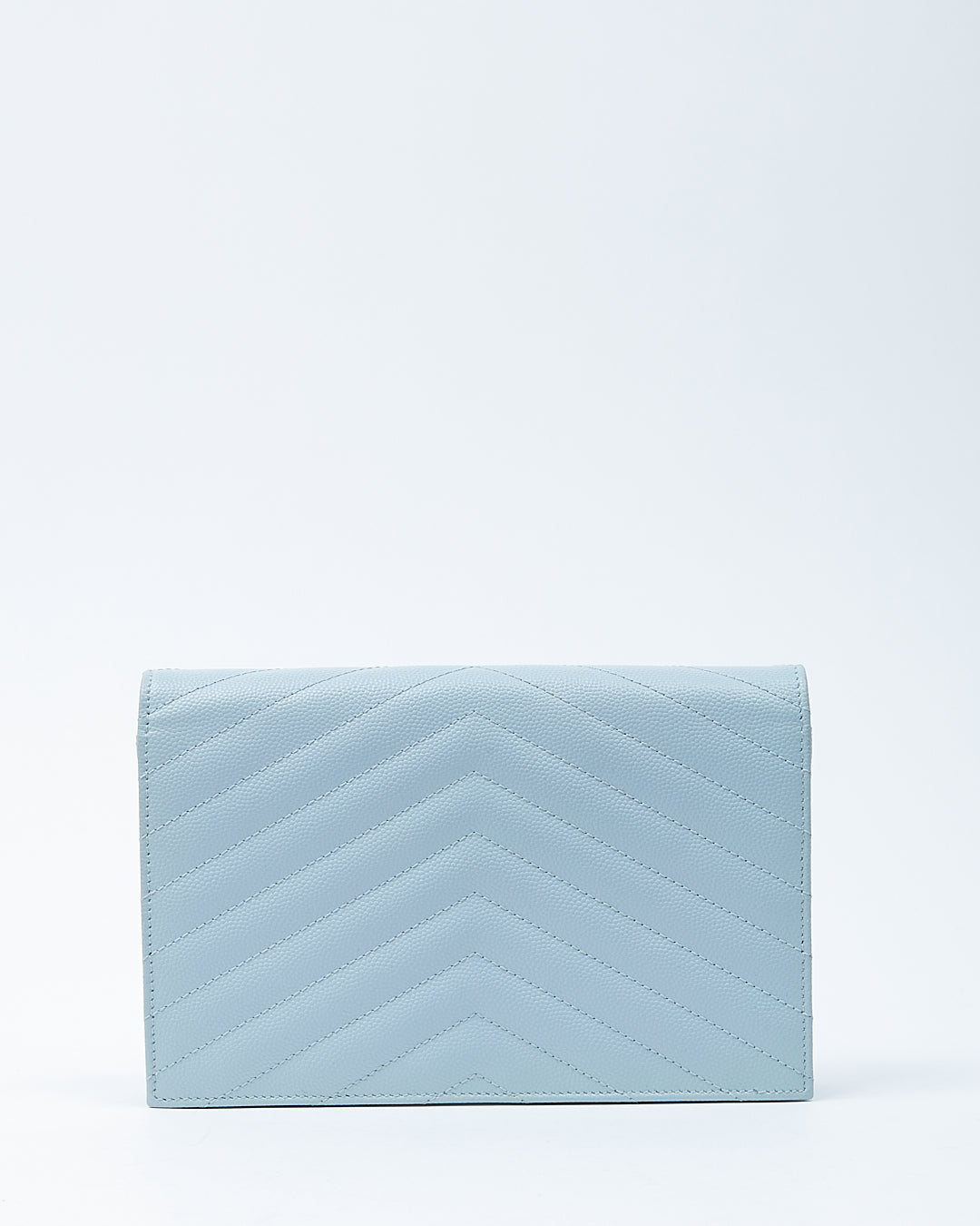 Saint Laurent Blue Chevron Grain De Poudre Monogram Envelope Wallet On Chain