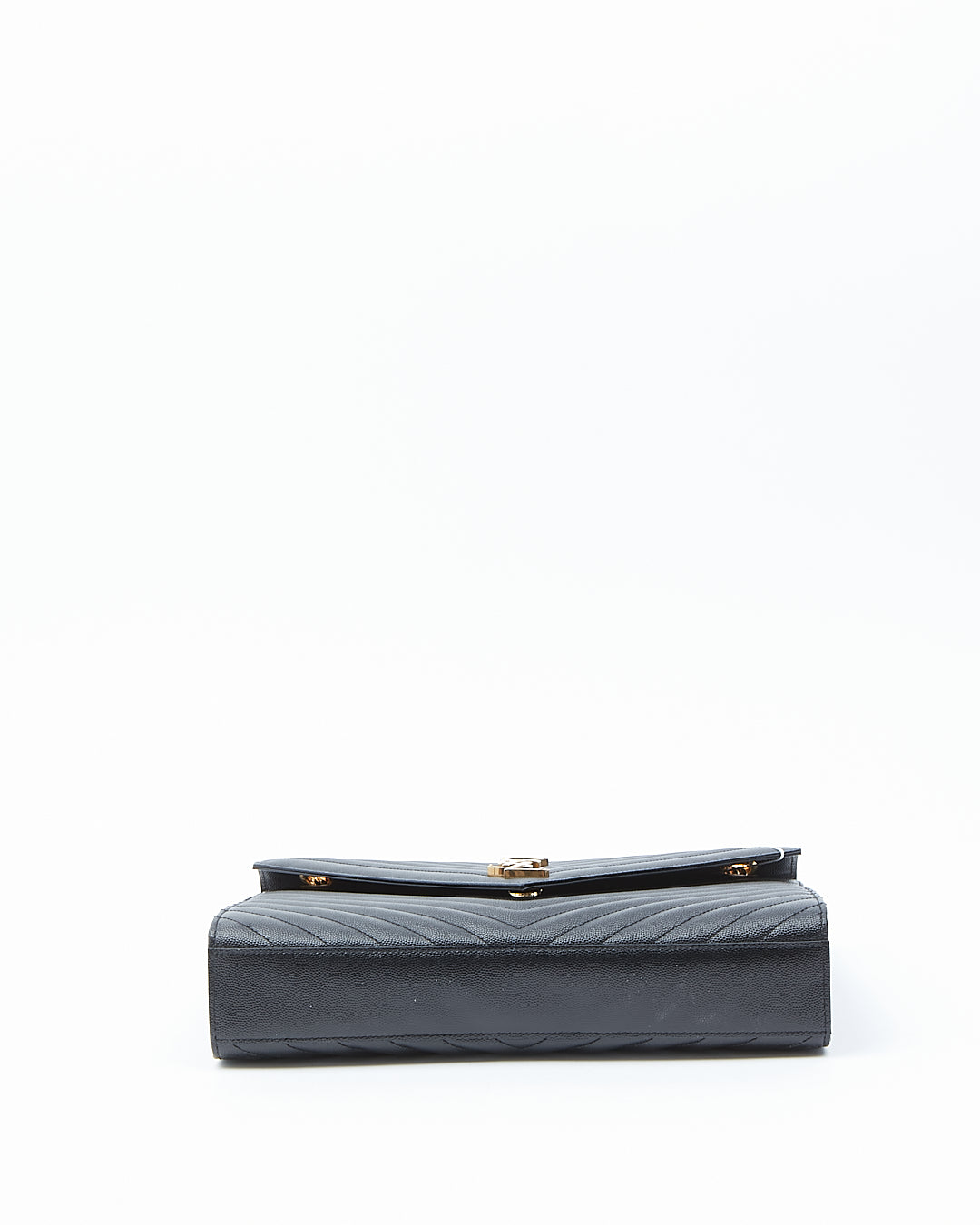 Saint Laurent Black Large Grain de Poudre Matelassé Monogram Envelope Bag