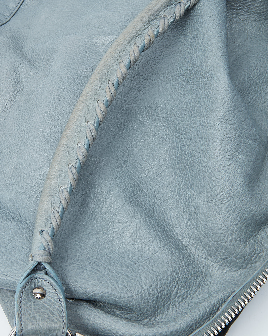 Balenciaga Ice Blue Crinkled Leather Motocross Giant 21 Hobo Bag