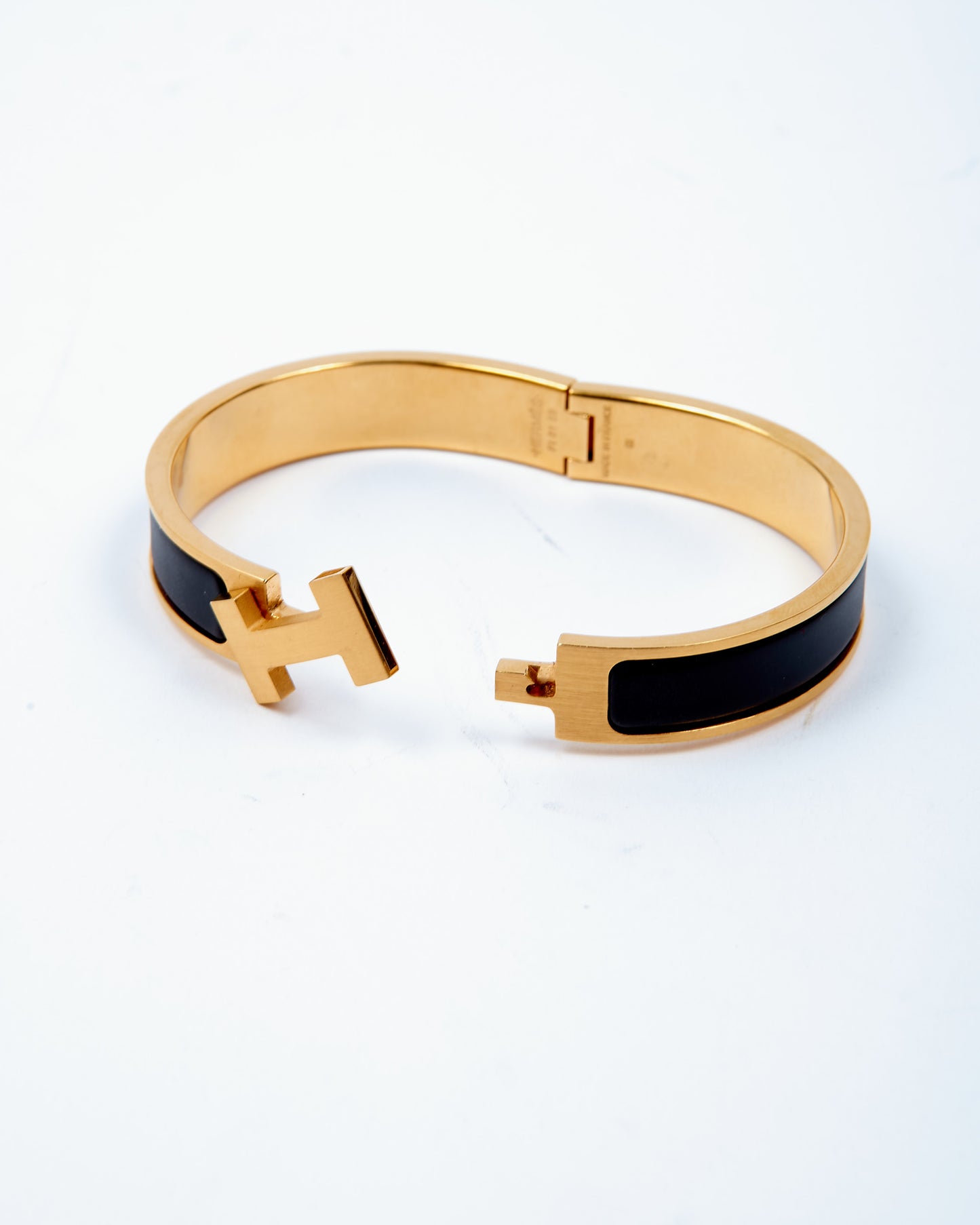 Hermes Brushed Gold Plated HH Clic Bracelet