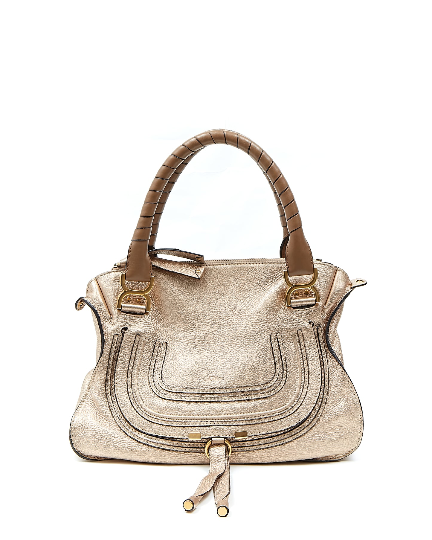 Chloe Metallic Gold Marcie Shoulder Convertible Bag