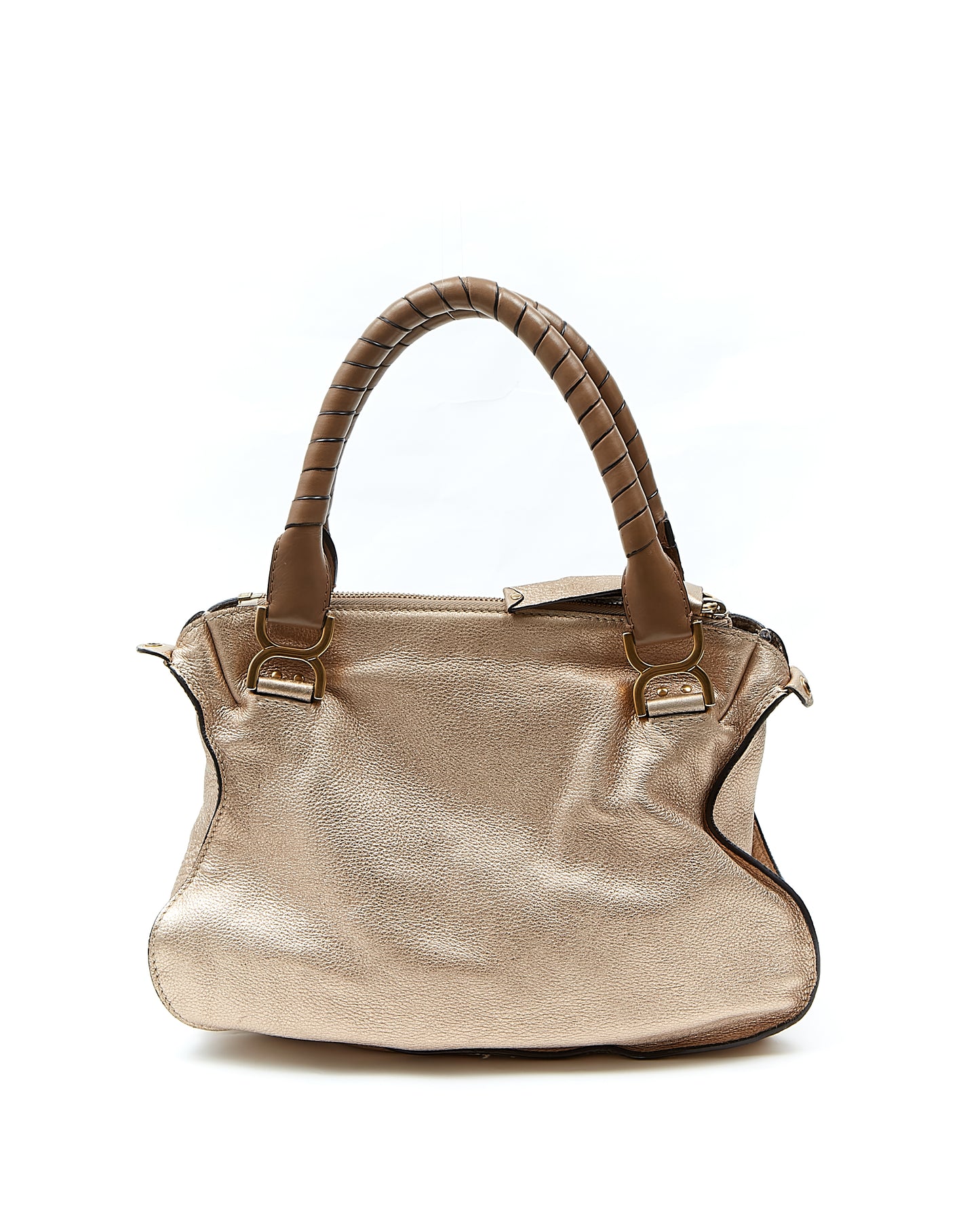 Chloe Metallic Gold Marcie Shoulder Convertible Bag