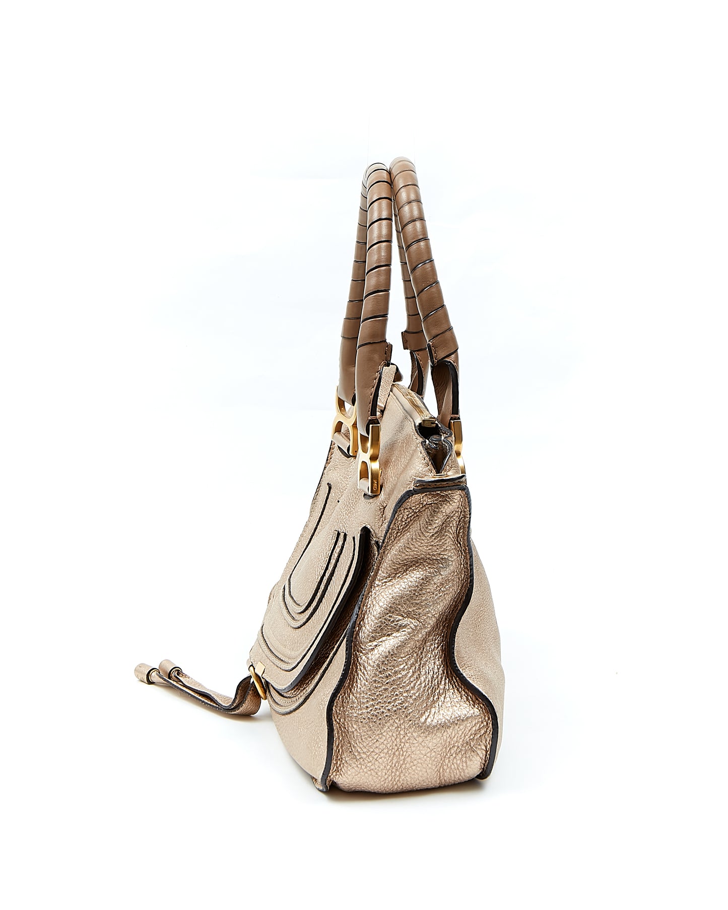 Chloe Metallic Gold Marcie Shoulder Convertible Bag