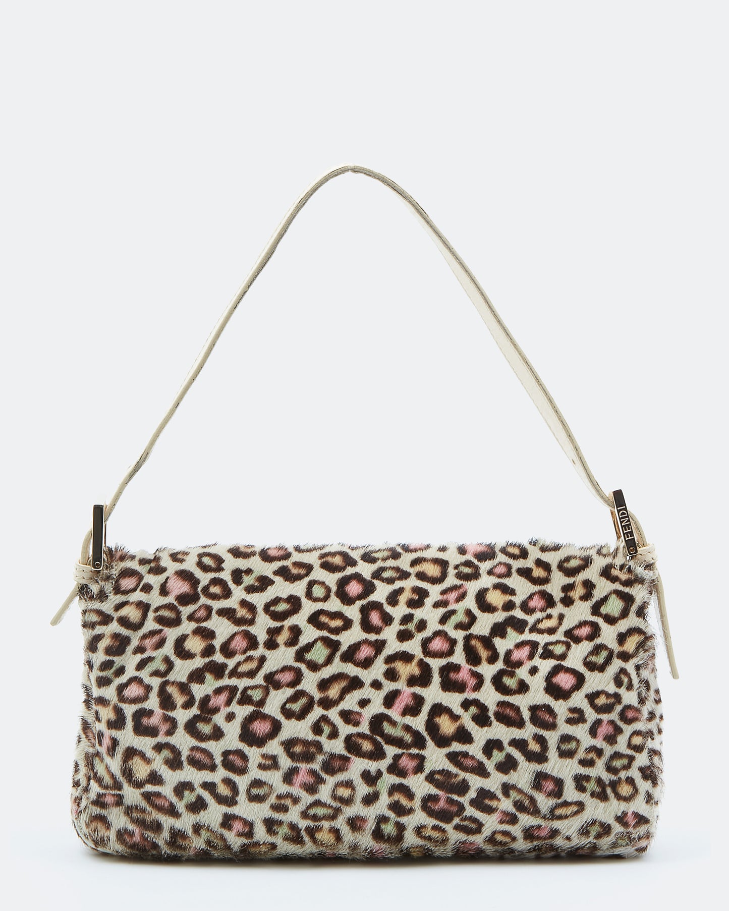 Fendi Multicolor Leopard Pony Hair Baguette Shoulder Bag