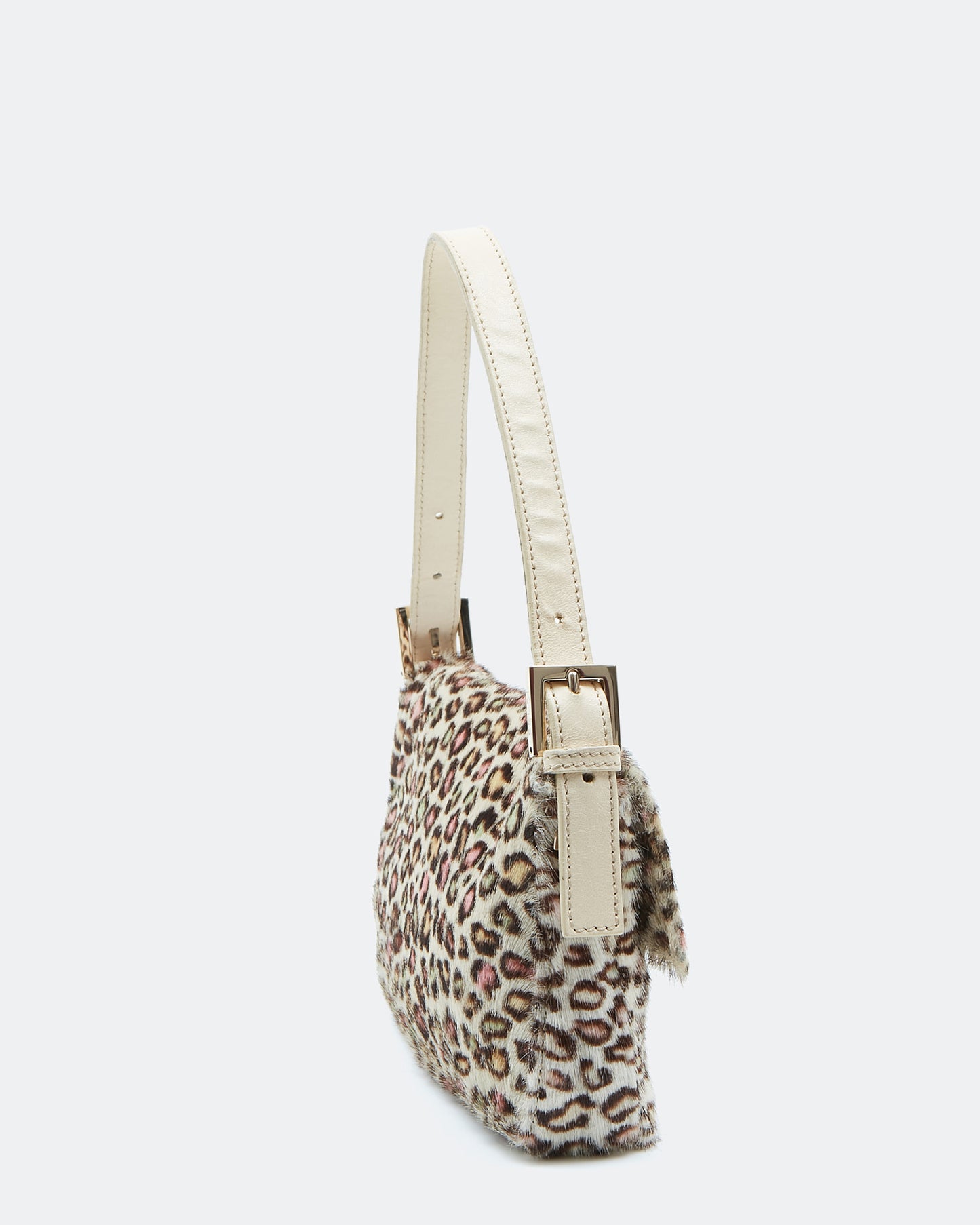 Fendi Multicolor Leopard Pony Hair Baguette Shoulder Bag