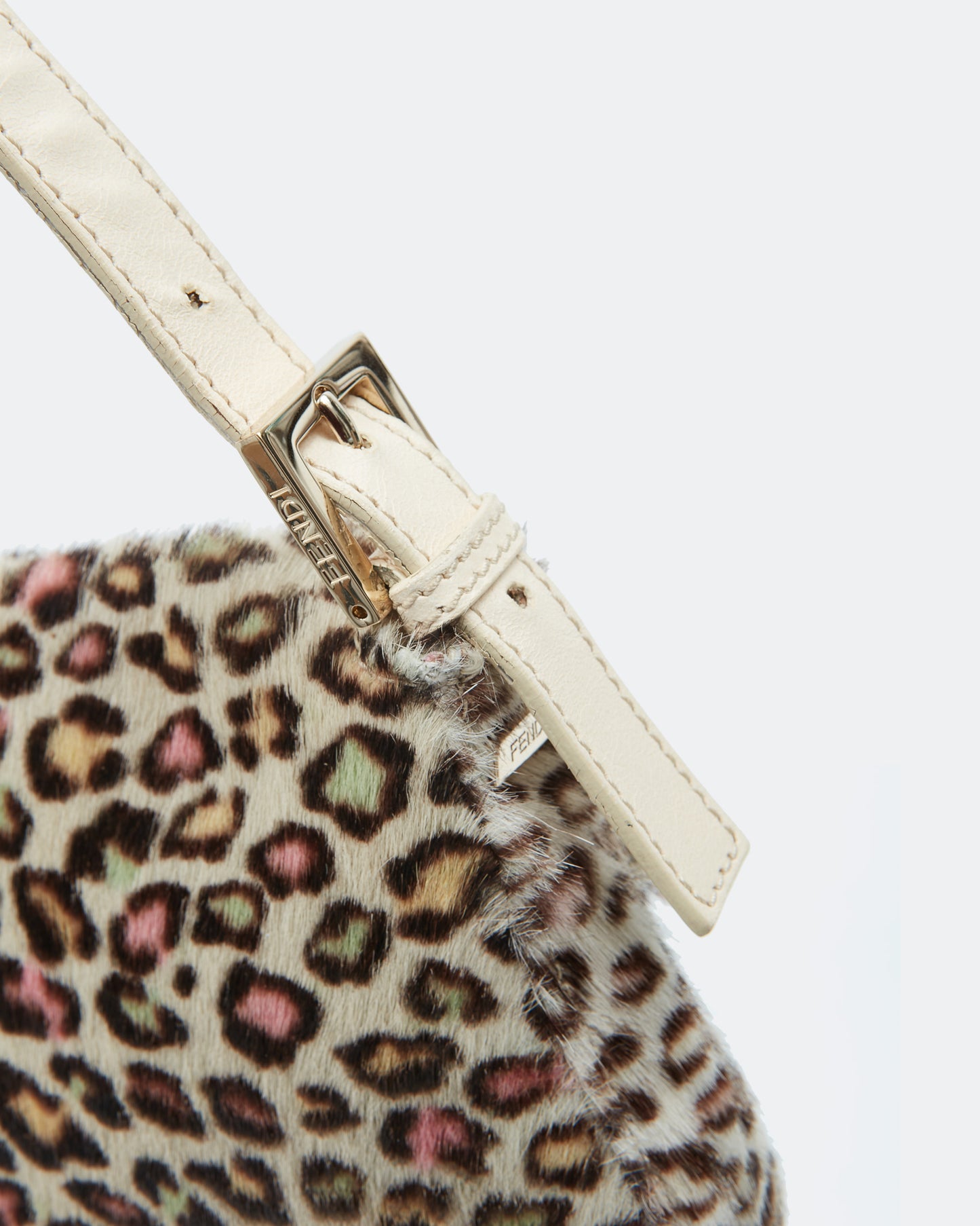 Fendi Multicolor Leopard Pony Hair Baguette Shoulder Bag