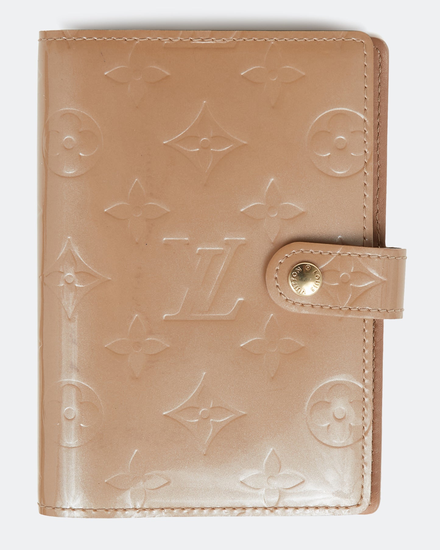 Louis Vuitton Beige Vernis Monogram Patent Leather Small Agenda Cover