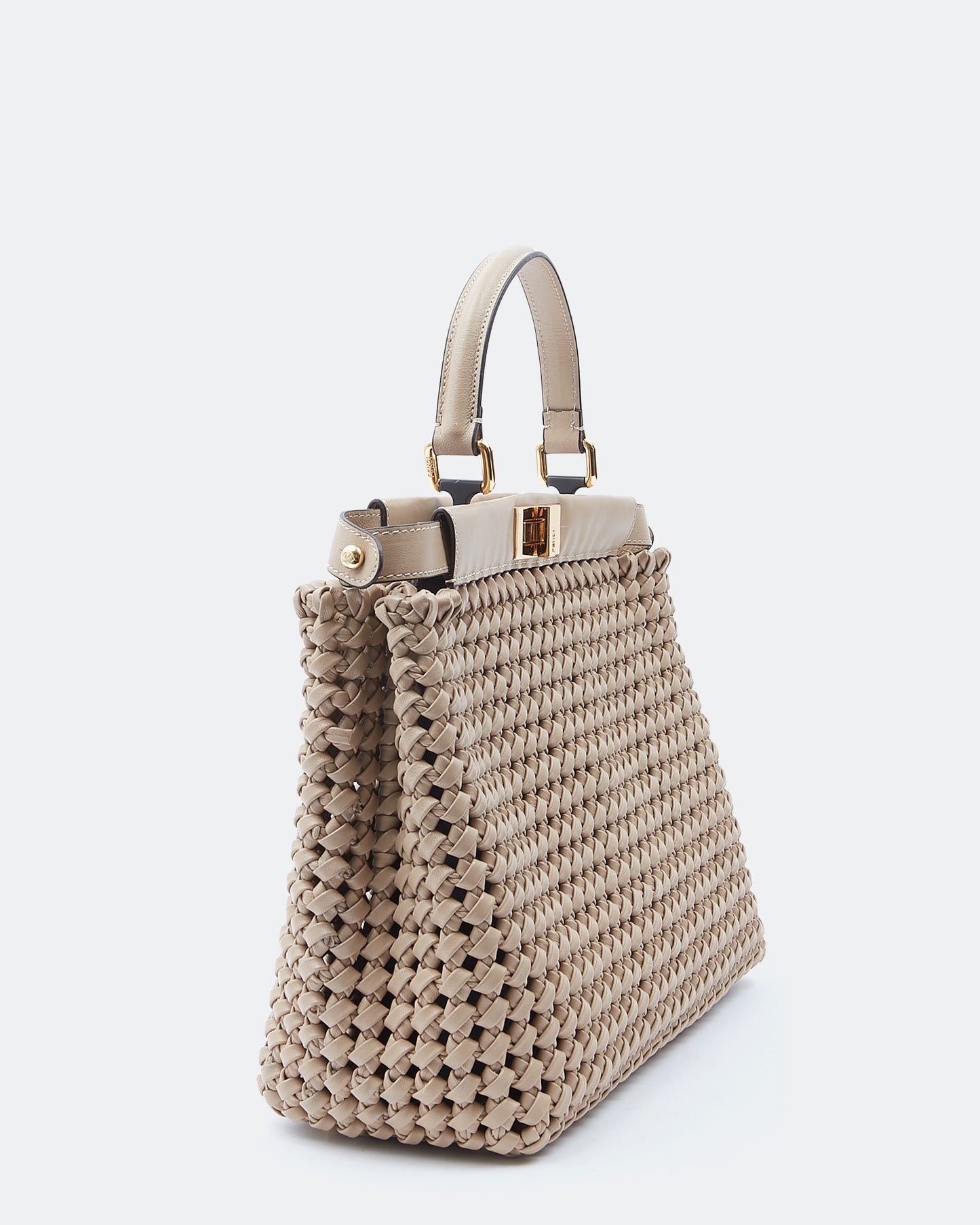 Fendi Beige Braided Leather Medium Peekaboo Bag