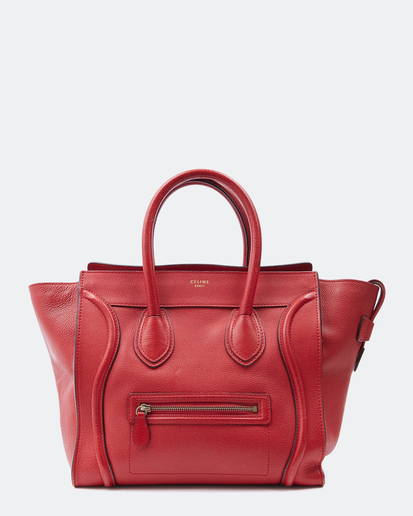 Celine Red Leather Micro Luggage Tote Bag