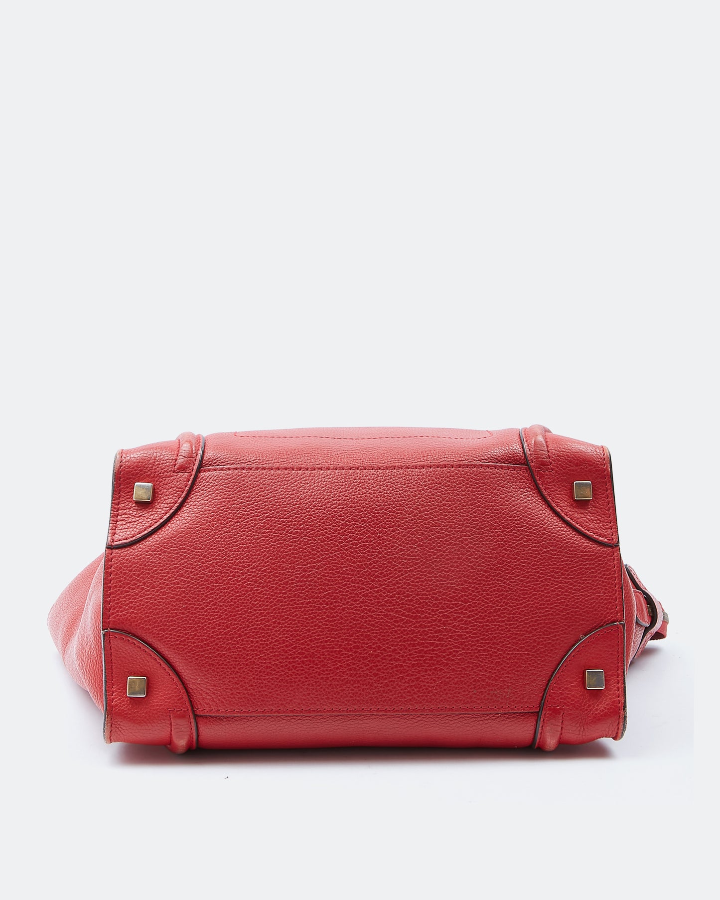 Celine Red Leather Micro Luggage Tote Bag