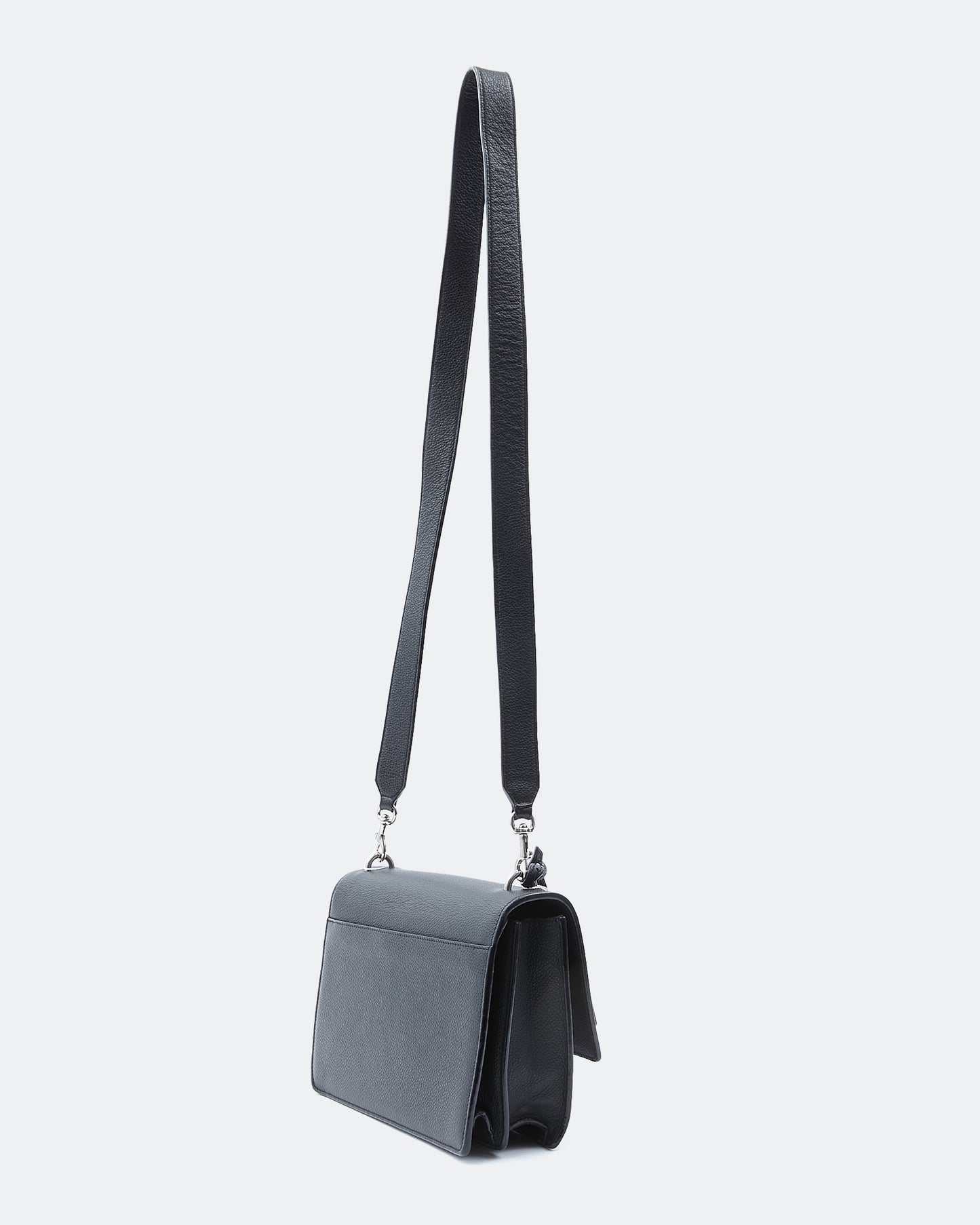 Saint Laurent Black Grained Medium Sunset Leather Strap Bag