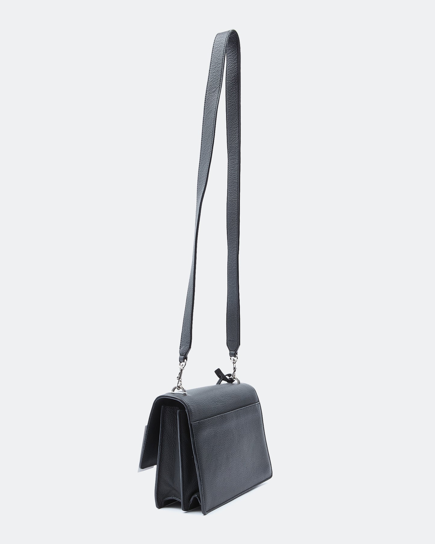 Saint Laurent Black Grained Medium Sunset Leather Strap Bag