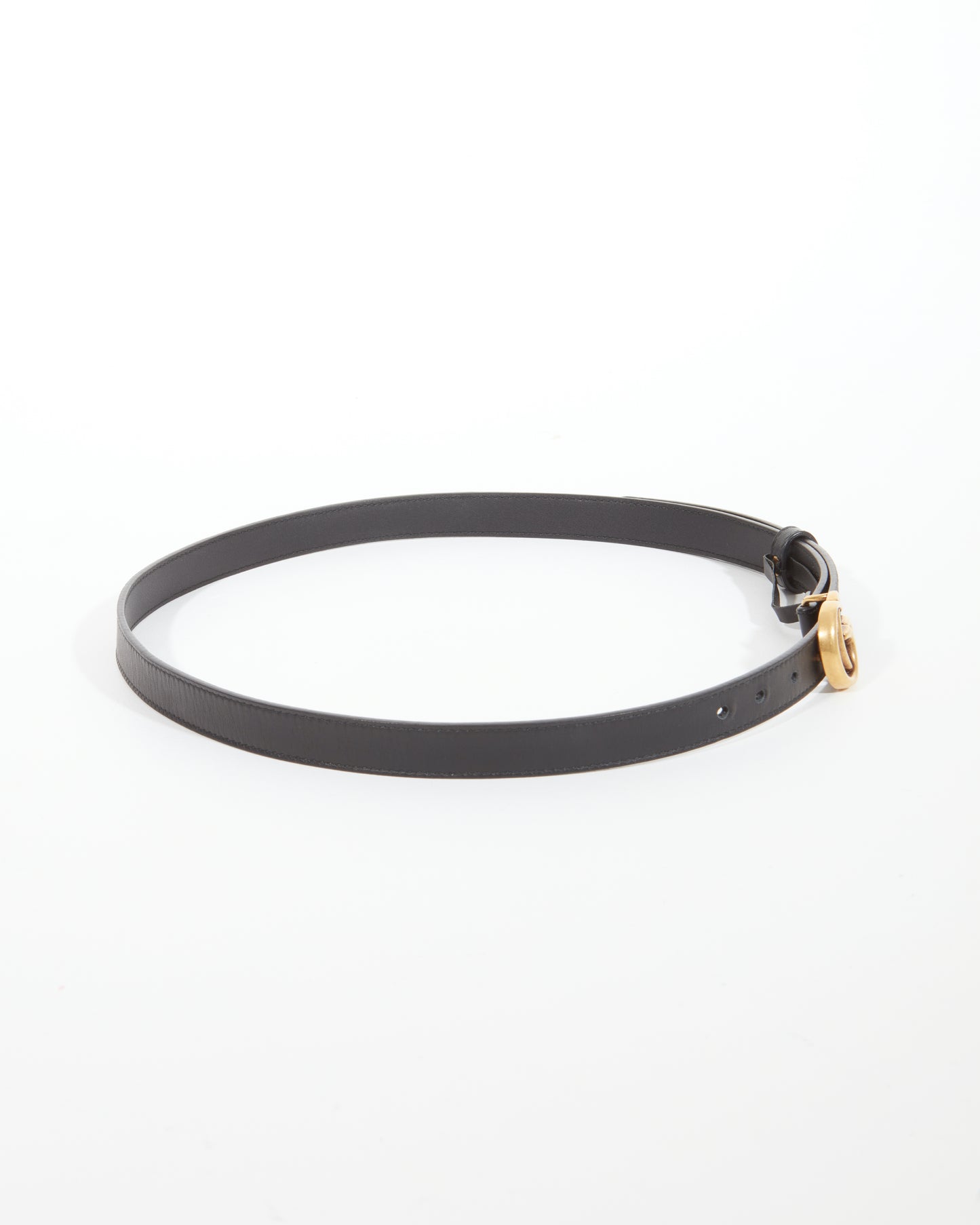 Gucci Black Leather GG Marmont Mini Belt - 90/36