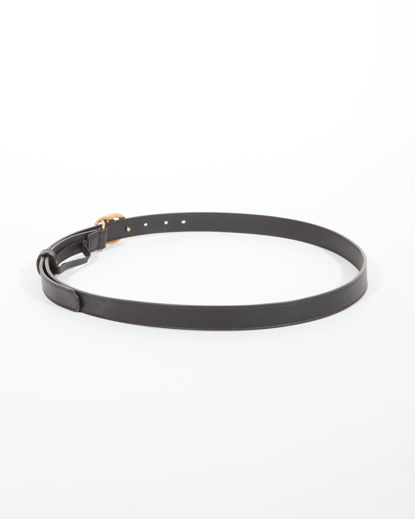 Gucci Black Leather GG Marmont Mini Belt - 90/36