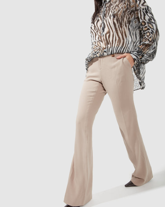 Gucci Beige Crêpe Bamboo Détail Trouser - 44