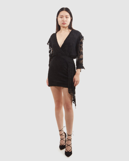 Iro Black Sheer Print Dress - 38