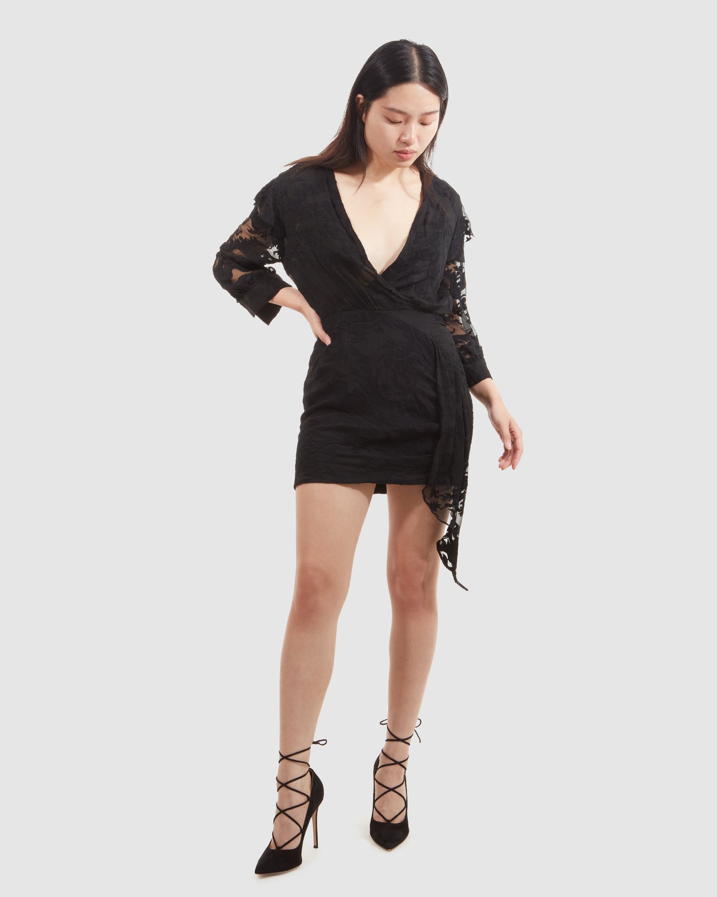 Iro Black Sheer Print Dress - 38