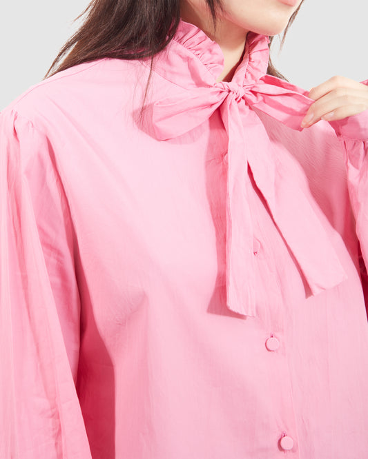 Gucci Pink Cotton Bow Détail Top - 44