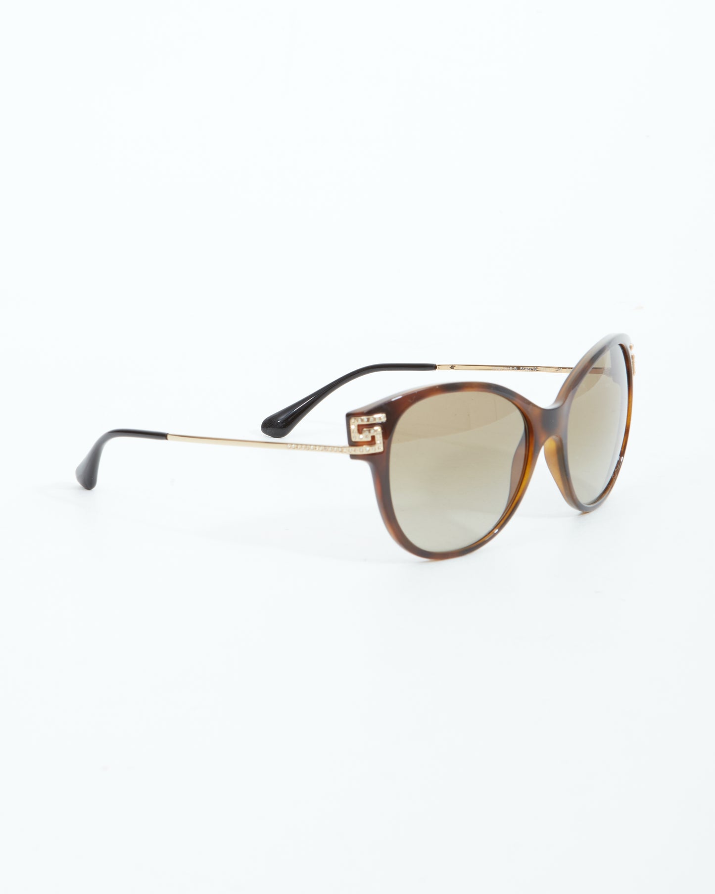 Versace Brown Havana MOS065/S Crystal Cat Eye Sunglasses