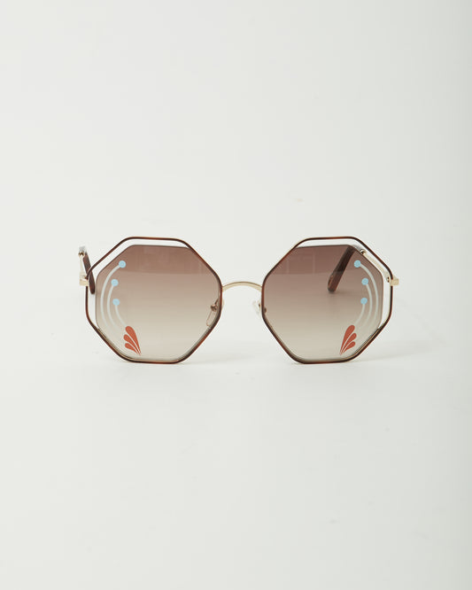 Chloé Gold/Havana CE132SRI Printed Oversized Sunglasses