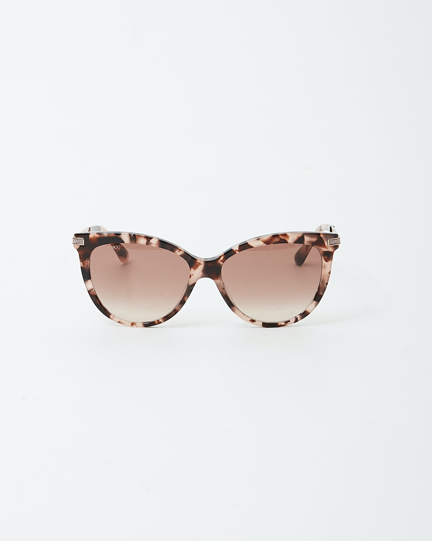 Jimmy Choo Pink-tone Havana Sparkle Axelle Cat Eye Sunglasses