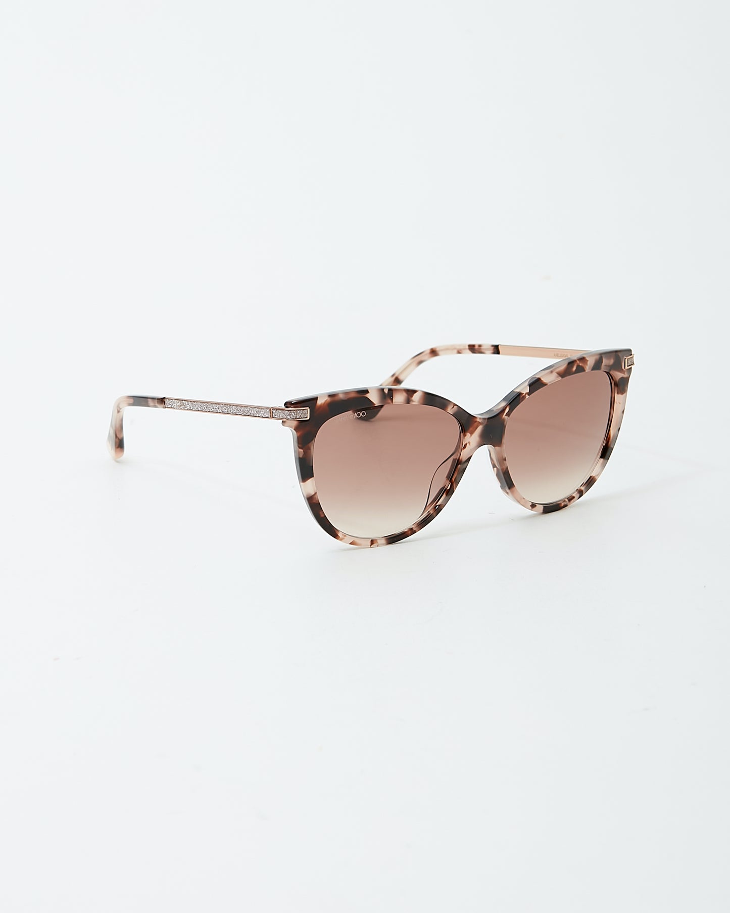 Jimmy Choo Pink-tone Havana Sparkle Axelle Cat Eye Sunglasses