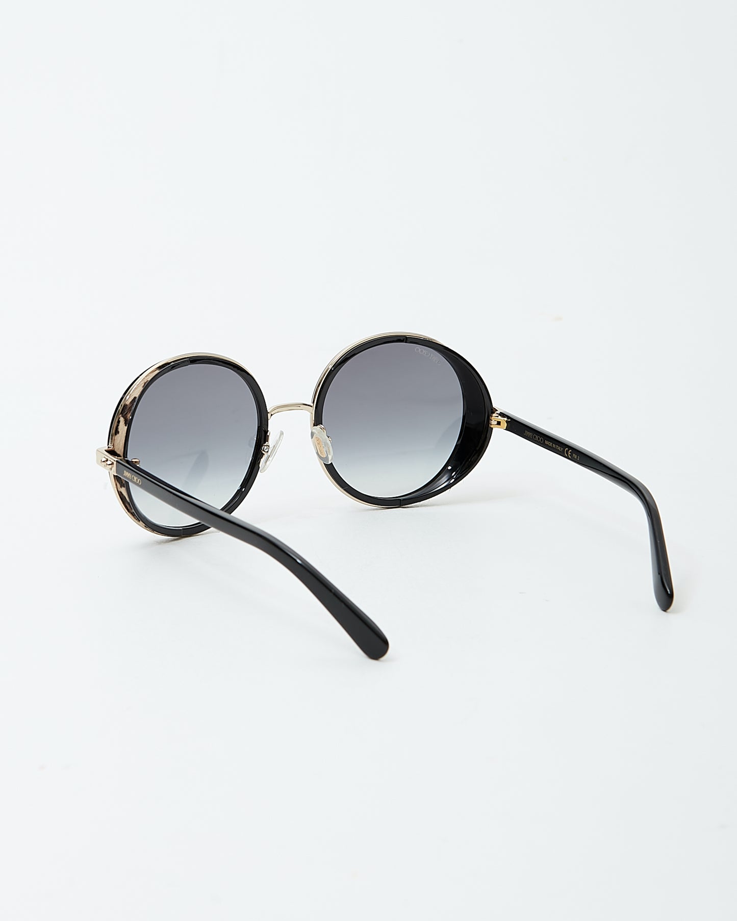 Jimmy Choo Black Pony-Fur Leopard Andie Round Sunglasses