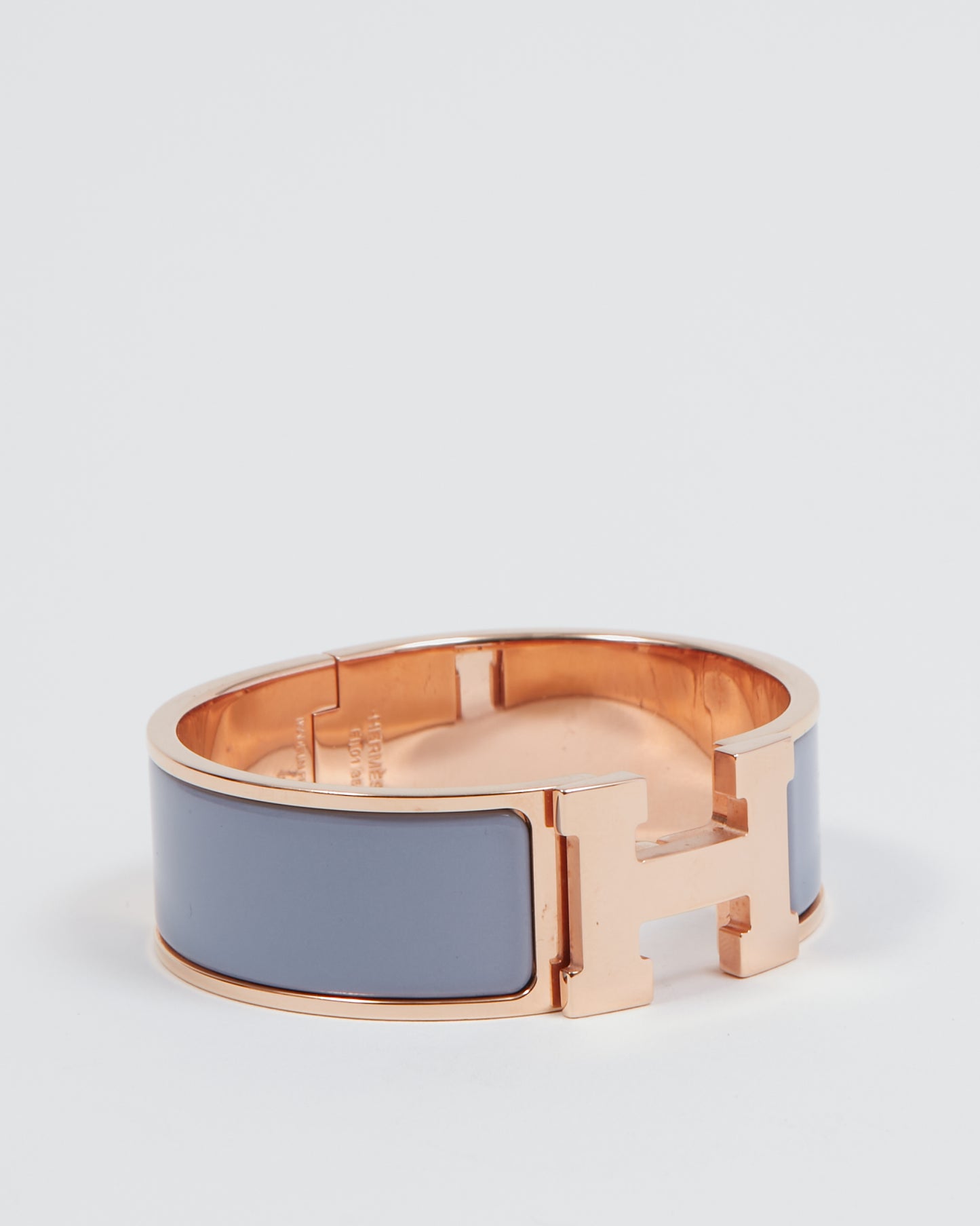 Hermès Rose Gold Perrywinkle Enamel Wide Clic Clac Bracelet - S