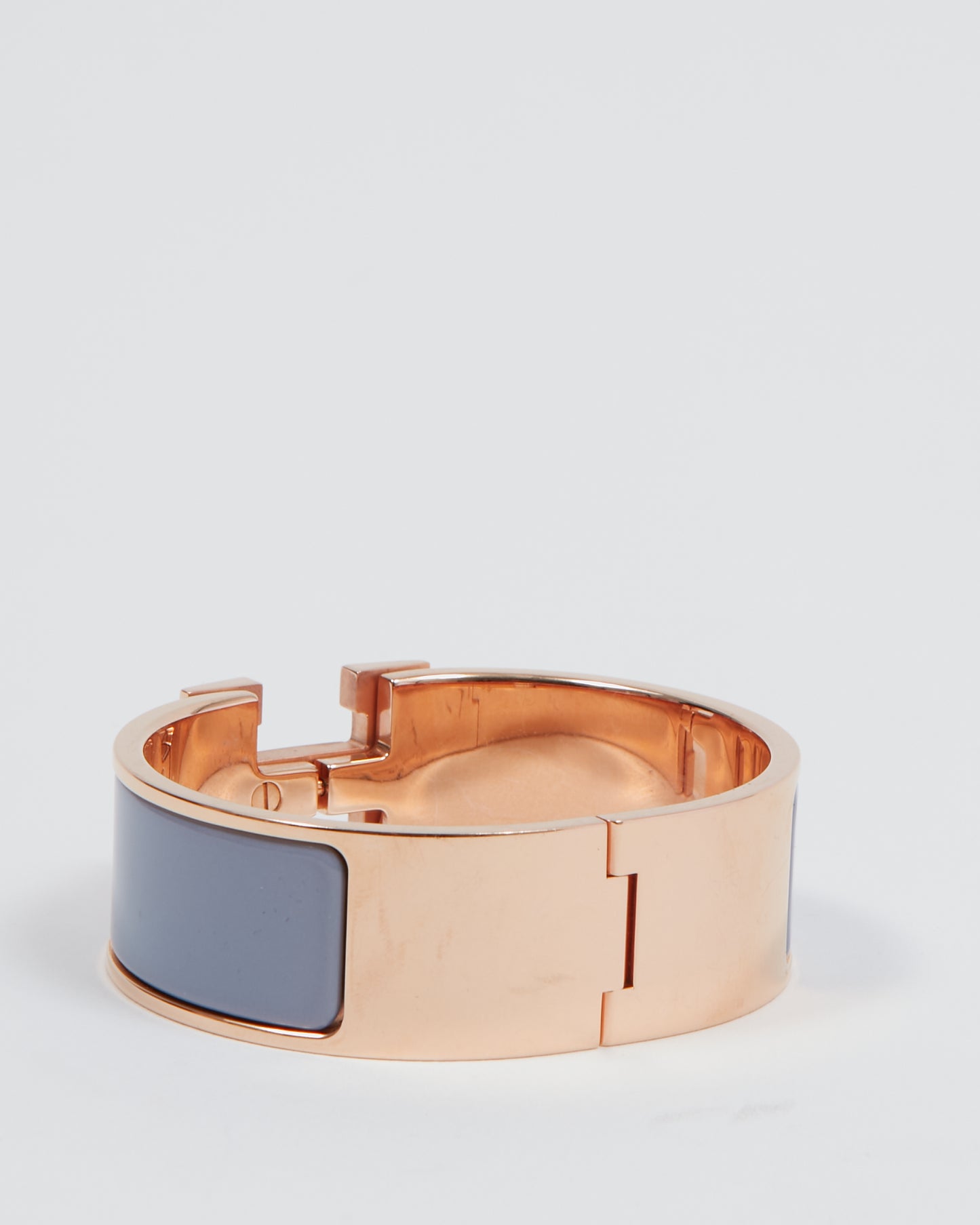 Hermès Rose Gold Perrywinkle Enamel Wide Clic Clac Bracelet - S