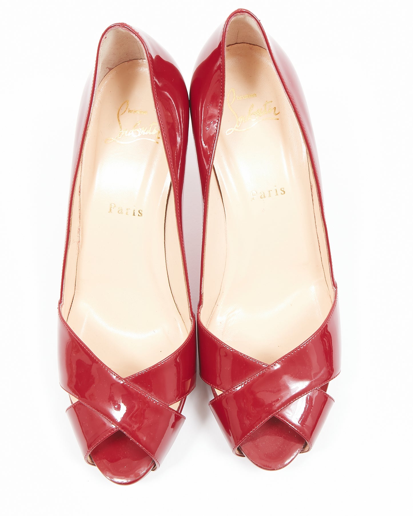 Christian Louboutin Burgundy Patent Akdooch 85 Heels - 38.5