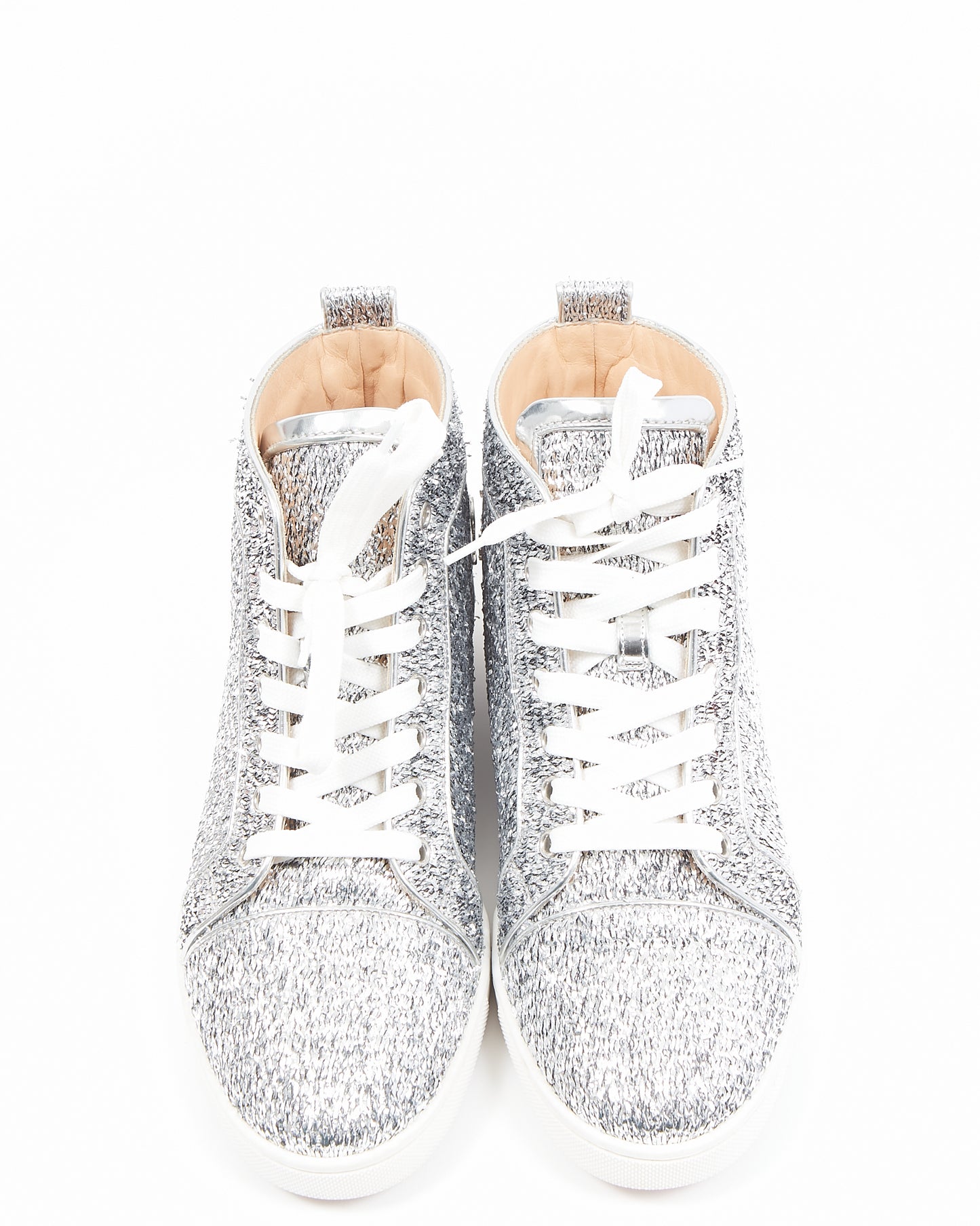 Christian Louboutin Baskets montantes en feuille d
argent - 40,5