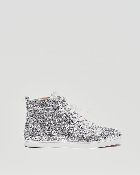 Christian Louboutin Silver Foil High Top Sneaker - 40.5