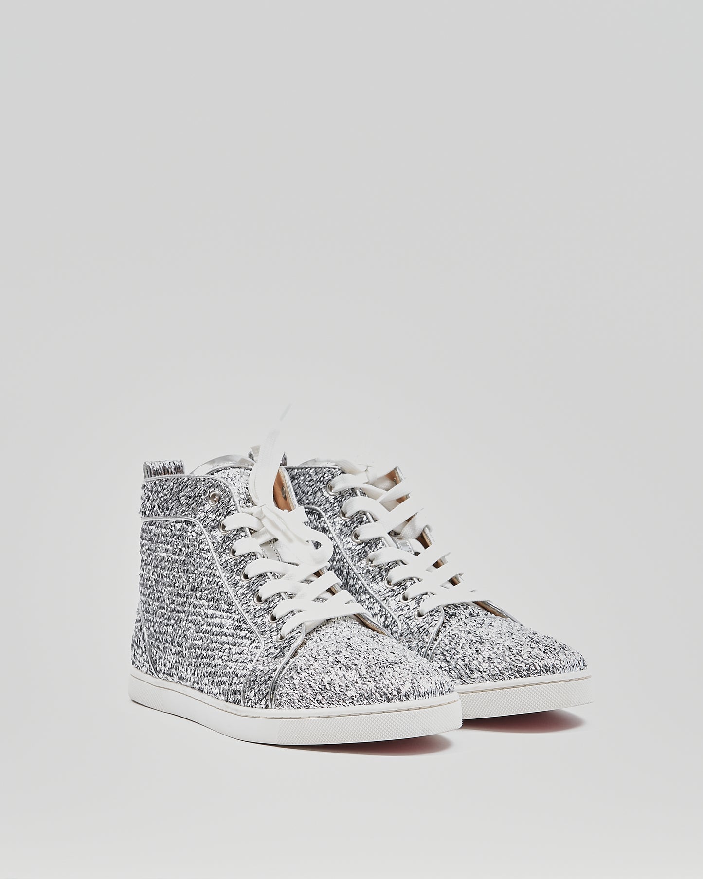 Christian Louboutin Baskets montantes en feuille d
argent - 40,5